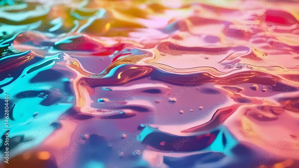Poster abstract liquid animation colorful waves and reflections