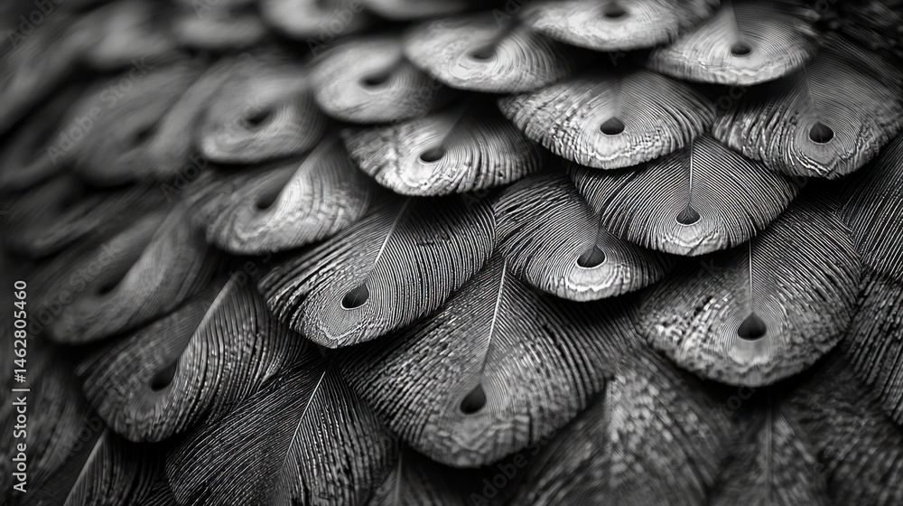 Poster the image is a close up of a feather with many small dots on it