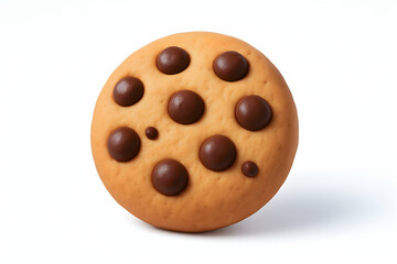 Fototapeta premium Delicious chocolate chip cookie on white plate.