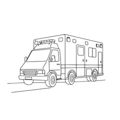 Ambulance vehicle outline illustration on a white background  