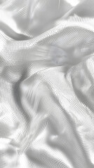 Un tissu blanc bien plié présente des ondulations subtiles et une texture douce. La lumière diffuse met en valeur les détails délicats de la surface, créant une ambiance apaisante.