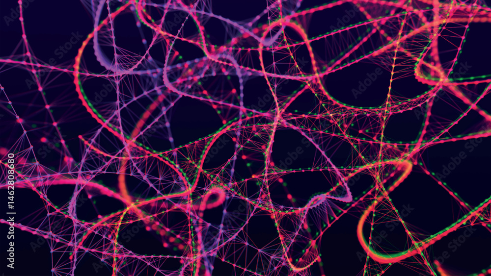 Poster abstract background with connecting dots and lines. neural connections. network connection structure