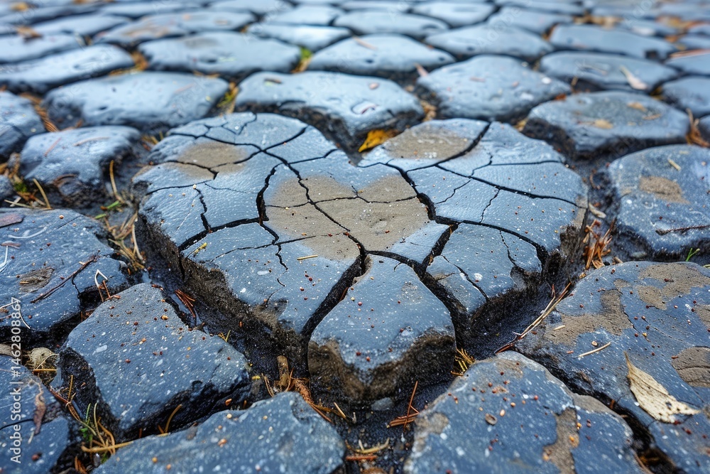 Poster a stone path contains a heart shape with cracks in its surface