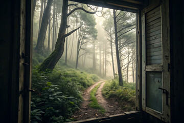 two olive trees with bright sunburst sunlit light, idea for revelation AI Generated 