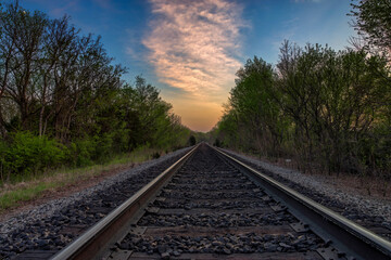 Fototapeta premium railroad tracks in the morning. railway in early morning