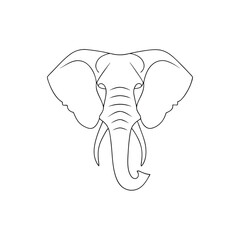 A detailed continuous line drawing of an elephant head capturing the elegance and strong presence of the majestic animal.