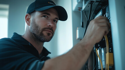 Technician Working on Electrical Panel
