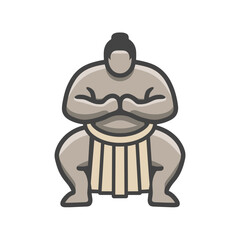 Fototapeta premium Sumo wrestler icon demonstrating readiness in Japanese style 