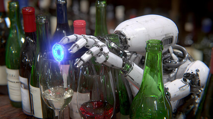 of fries exploding into pixelated shards over a metallic surface