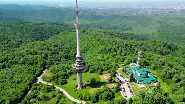 Iri&scaron;ki Venac near Novi Sad, in Fru&scaron;ka Gora National Park, captured by drone. A stunning mountain pass surrounded by forest, perfect for nature lovers, hiking, and panoramic views