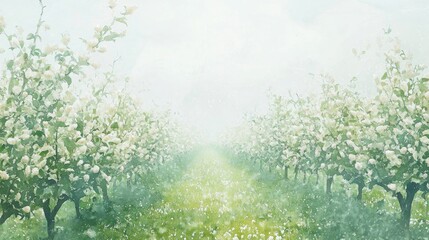 Fototapeta premium A field of white flowers with a path in the middle