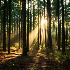 Serenity in the Pines: An Enchanting Forest Retreat that Invites Tranquility and Connects You with Nature's Serenity and Beauty Amidst Tall, Towering Trees and Rustic Earthy Aromas
