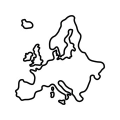 Europe map icon. Europe outline map. Simple icon design. Vector illustration.  Includes Germany, Netherlands, Belgium, Luxembourg, Austria, Switzerland, France, Monaco, Liechtenstein.