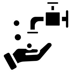 Bold Glyph Washing Hands Icon