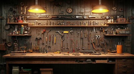 Well-equipped workshop with vintage tools