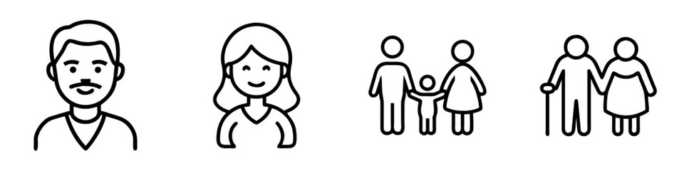 Family concept, icons set, vector