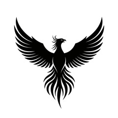 Majestic black phoenix rising symbol of rebirth and hope powerful silhouette elegant design vector