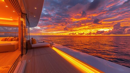 Obraz premium Luxurious yacht deck at sunset