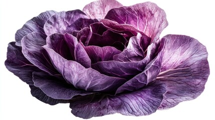 Obraz premium Purple radicchio lettuce blossom, close-up studio shot, white background, food photography