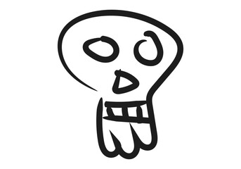 Icono negro de calavera o cráneo dibujada con trazo de pincel