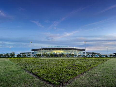 Lusaka, Zambia, 22-04-2025: Scenic View of Kenneth Kaunda International Airport in Lusaka at Dusk