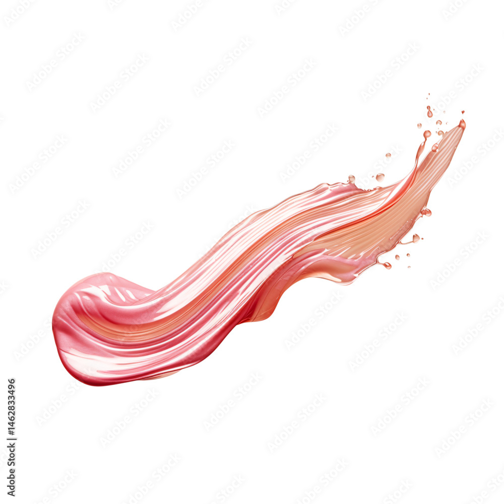 Poster stream of pink liquid splashing across a white background in an abstract composition of motion. stra