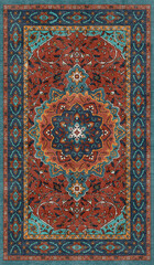 Vintage carpet pattern design turkish rug anatolian style