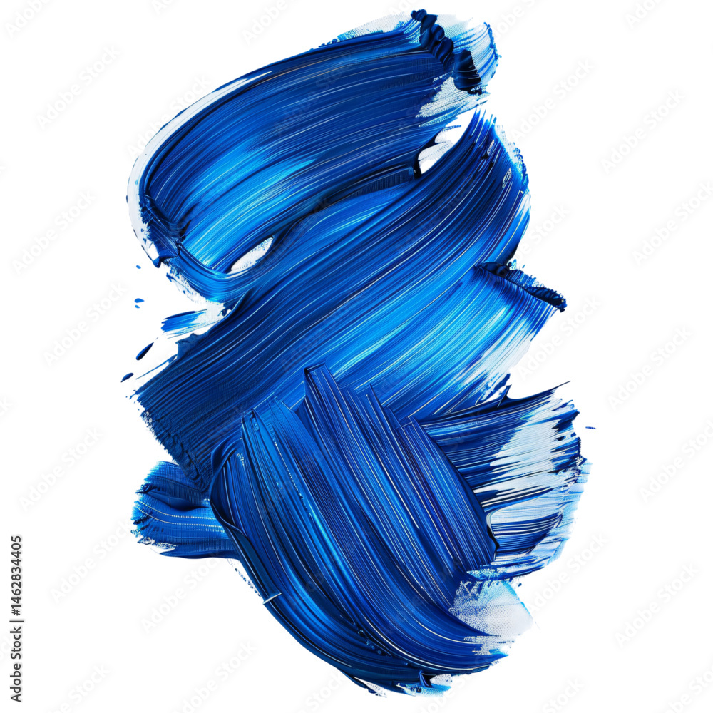 Poster blue paint strokes with white highlight creating a vibrant brushstroke design. dynamic abstract smea