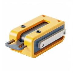 Rectangular yellow and gray magnetic mounting device.