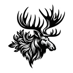 Buck, Deer, head Logo, Vector illustration design isolated on white background, Great for your Hunting Logo, Decal & Stickers. tattoo 