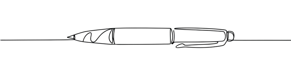 Writing pen continuous one line drawing. Write symbol concept.