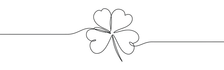  Four leaf clover continuous one line drawing. Good luck symbol.