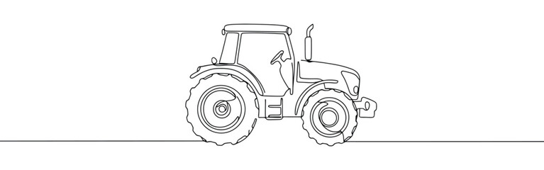 Tractor continuous one line drawing. farm transport symbol.