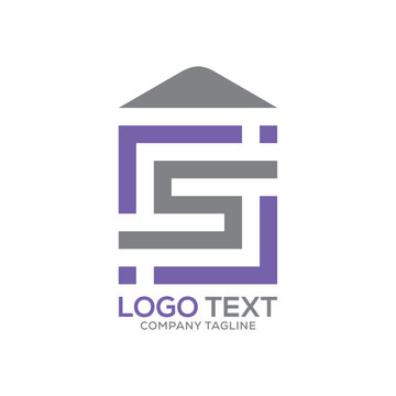 sji letter home shape creative logo design