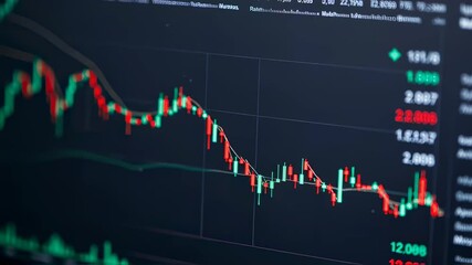 Red arrow showing downward trend on stock market chart. Bear market and economic recession. Financial crisis and stock market crash. Investment risk concept. - Powered by Adobe