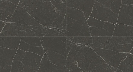 A close up of four dark gray marble tiles with white veins and lines arranged in a square pattern