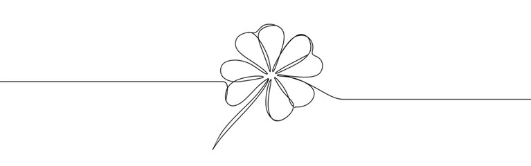  Four leaf clover continuous one line drawing. Good luck symbol.