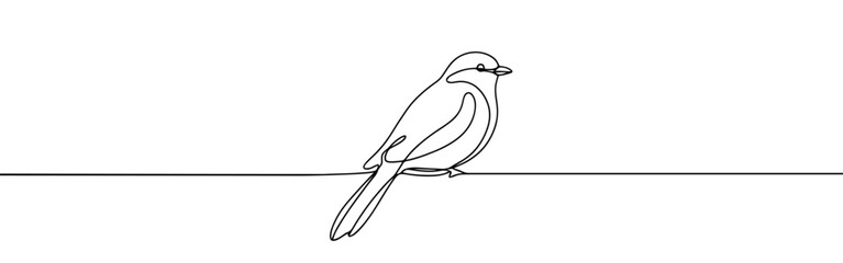Bird on branch continuous one line drawing. Bird symbol.