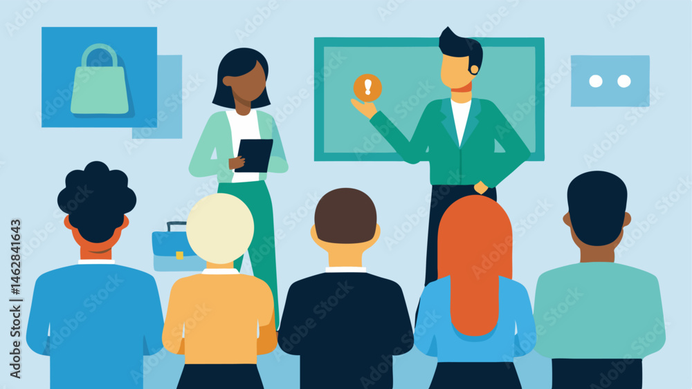 Poster skill development workshops a group of diverse employees attending a workshop with a speaker present