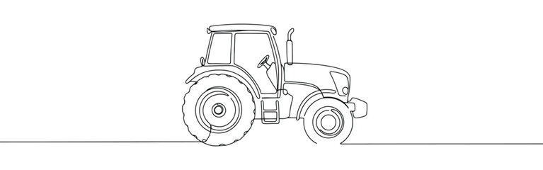 Tractor continuous one line drawing. farm transport symbol.