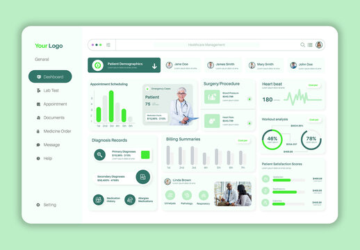 Modern Medical Dashboard UI Template for Health Care Analytics