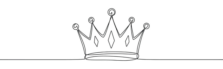 Crown continuous one line drawing. Royal crown symbol.