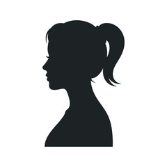 Profile Silhouette of a Woman with Hair in a High Ponytail
