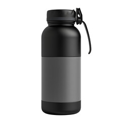 Luxury transparent Plastic, silver & aluminum Water Bottle with Black Strap and Lid