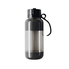 Luxury transparent Plastic, silver & aluminum Water Bottle with Black Strap and Lid