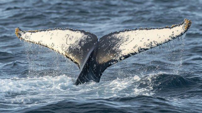 Whale tail fluke ocean wildlife nature background