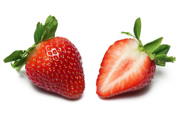 Fresh ripened Strawberries close-up on white