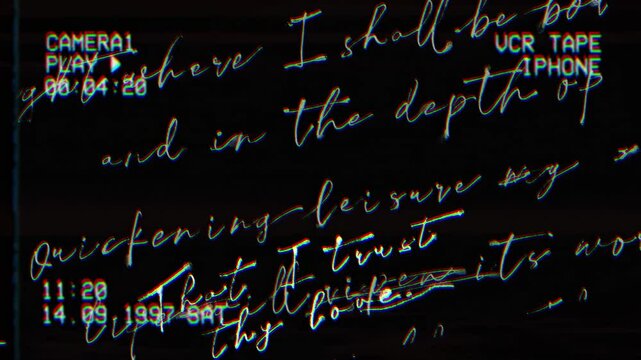Vintage VHS Glitch Art Poem: Love, Dreams, and Trust in a Dark Ambient Setting