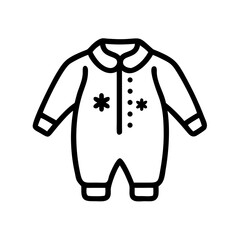 Toddler winter onesie with floral design in minimalistic style, icon, vector   