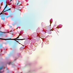 Obraz premium imagine a serene position where the delicate beauty of cherry blossoms is captured in a tranquil, botanical art scene
